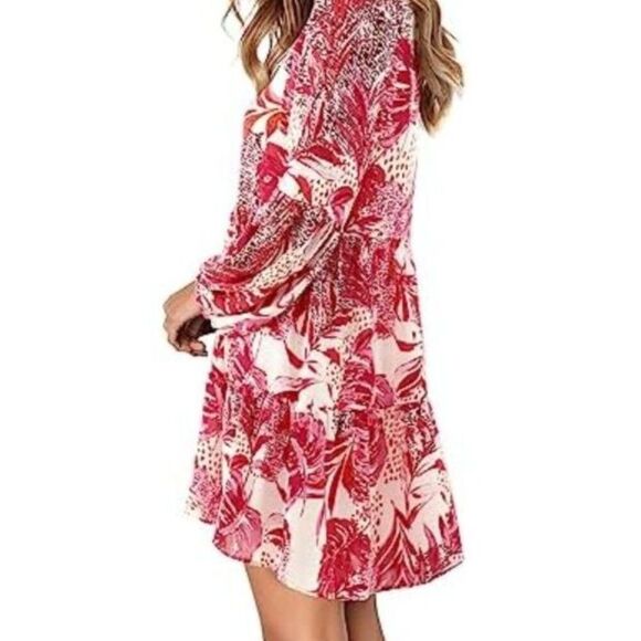 Women's Size Small Tunic Dress V Neck Casual Loose Flowy L / S Swing Dress, NEW - Picture 3 of 13